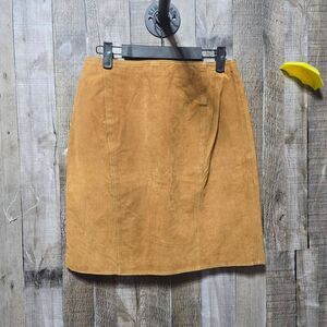 Brandon Thomas Vintage Suede Leather A-Line Mini Skirt